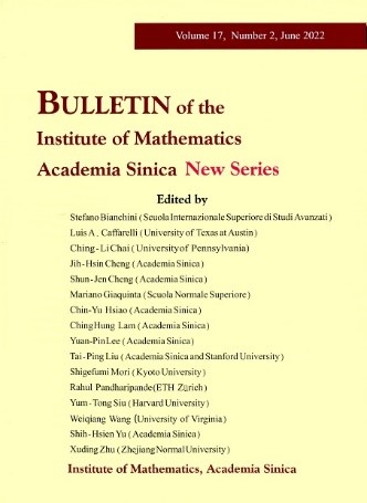 《Bulletin of the Institute of Mathematics Academia Sinica New Series》Volume 17 Number 2 is now available