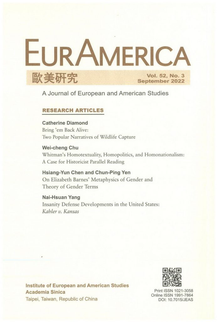 EurAmerica, Vol. 52, No. 3 is now available