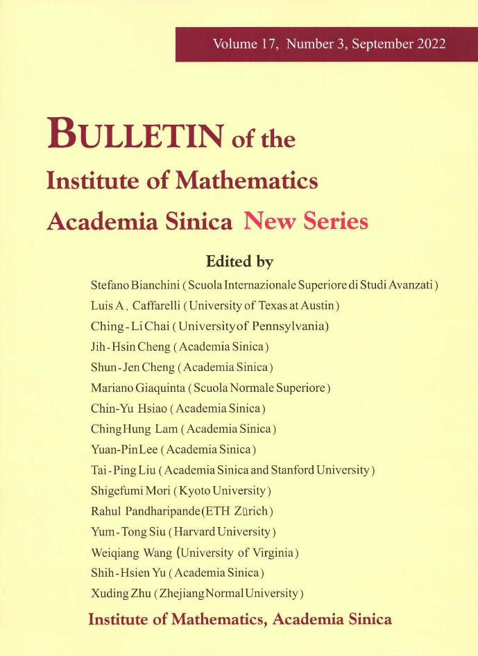 Bulletin of the Institute of Mathematics Academia Sinica New Series,  Volume 17 Number 3 is now available