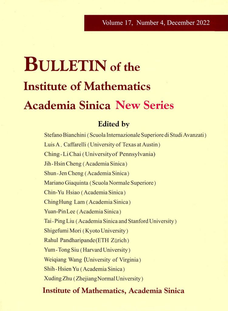 Bulletin of the Institute of Mathematics Academia Sinica New Series,  Volume 17 Number 4 is now available
