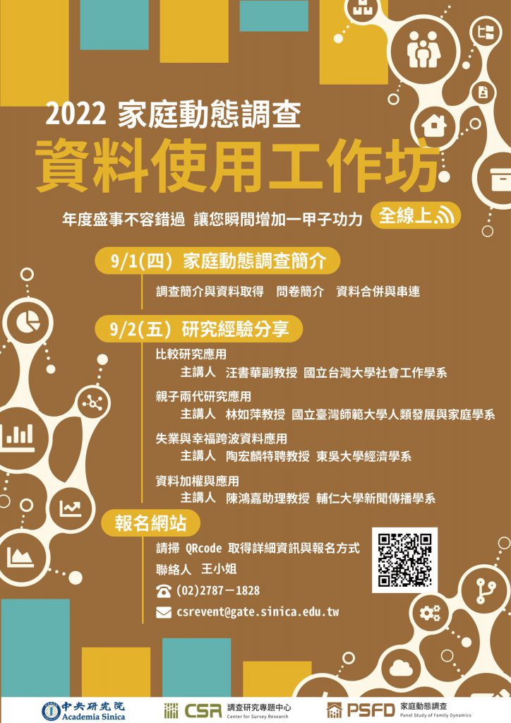 活動報名〉2022 年家庭動態調查資料使用工作坊